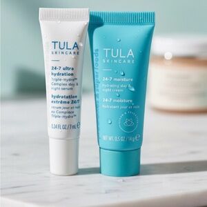 Tula Skincare Hydration Travel Bundle- Day and Night Serum and Cleanser
